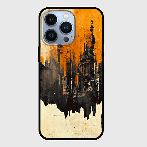 Чехол iPhone 13 Pro Гранжевый город / 3D-Черный – фото 1