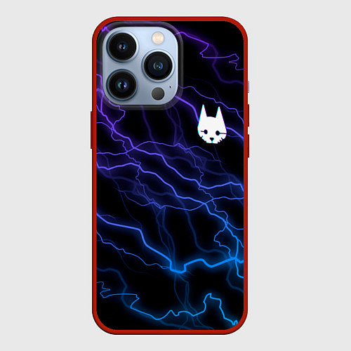 Чехол iPhone 13 Pro Stray - молнии - неон / 3D-Красный – фото 1