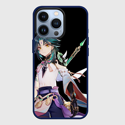 Чехол iPhone 13 Pro Адепт Сяо - Минимализм / 3D-Тёмно-синий – фото 1