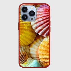 Чехол для iPhone 13 Pro Разноцветные створки океанских раковин, цвет: 3D-красный