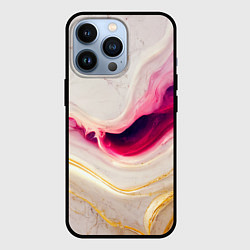Чехол для iPhone 13 Pro Золотые и розовые мраморные узоры, цвет: 3D-черный