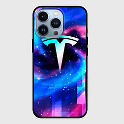 Чехол для iPhone 13 Pro Tesla неоновый космос, цвет: 3D-черный