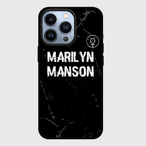 Чехол iPhone 13 Pro Marilyn Manson glitch на темном фоне: символ сверх / 3D-Черный – фото 1