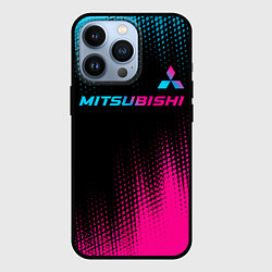 Чехол для iPhone 13 Pro Mitsubishi - neon gradient: символ сверху, цвет: 3D-черный