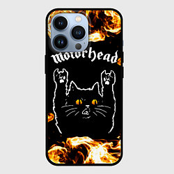 Чехол iPhone 13 Pro Motorhead рок кот и огонь