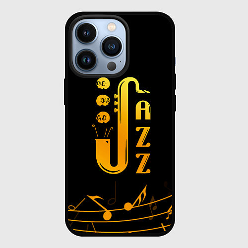 Чехол iPhone 13 Pro Jazz - ноты / 3D-Черный – фото 1