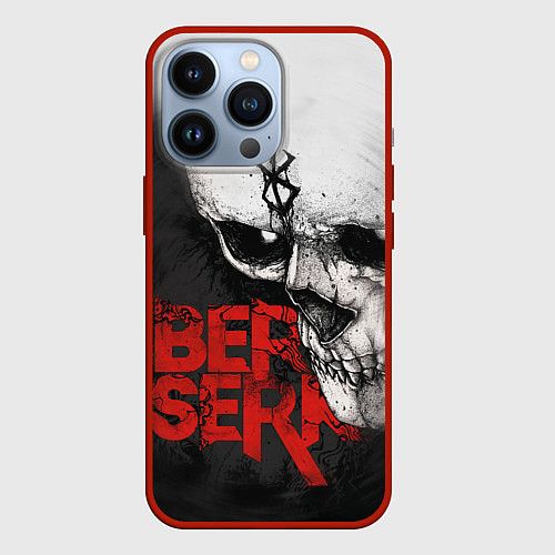 Чехол iPhone 13 Pro Berserk - Череп с клеймом жертвы / 3D-Красный – фото 1