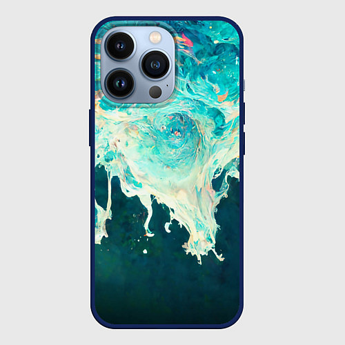 Чехол iPhone 13 Pro Поток воды / 3D-Тёмно-синий – фото 1