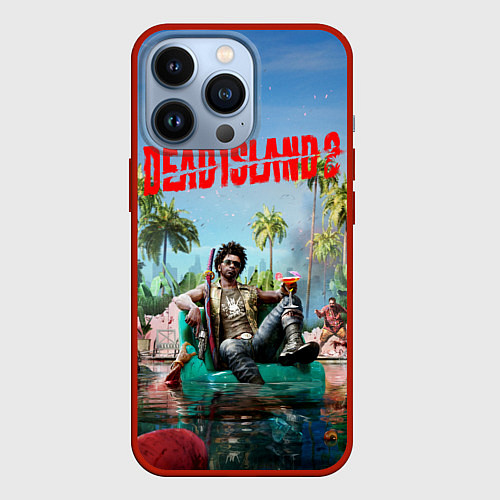 Чехол iPhone 13 Pro Dead island 2 главный герой / 3D-Красный – фото 1