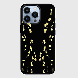 Чехол iPhone 13 Pro Абстрактный узор золото на черном