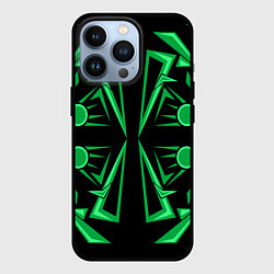 Чехол для iPhone 13 Pro Геометрический узор зеленый geometric, цвет: 3D-черный