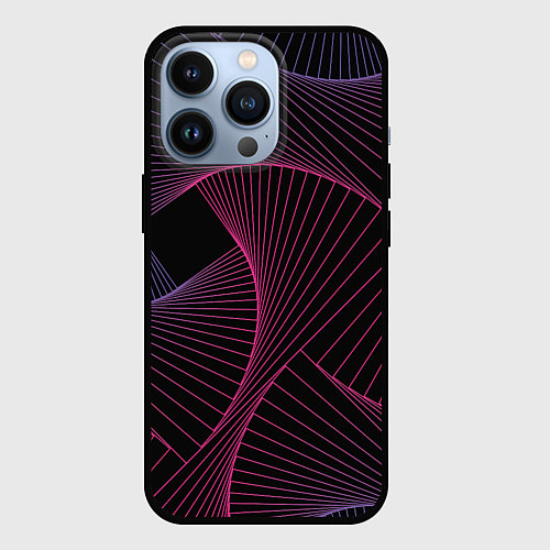 Чехол iPhone 13 Pro Неоновые волны градиент / 3D-Черный – фото 1