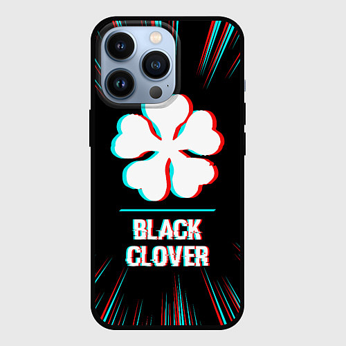 Чехол iPhone 13 Pro Символ Black Clover в стиле glitch на темном фоне / 3D-Черный – фото 1