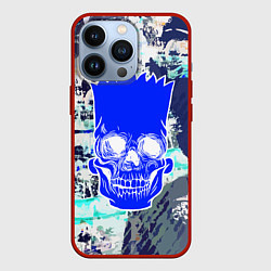 Чехол для iPhone 13 Pro Синий череп Барта Симпсона, цвет: 3D-красный