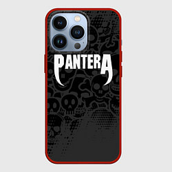 Чехол для iPhone 13 Pro Pantera метал - черепа, цвет: 3D-красный