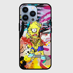 Чехол для iPhone 13 Pro Зомби Барт Симпсон с рогаткой на фоне граффити, цвет: 3D-черный