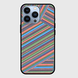 Чехол для iPhone 13 Pro Яркие, хаотично расположенные полосы, цвет: 3D-черный