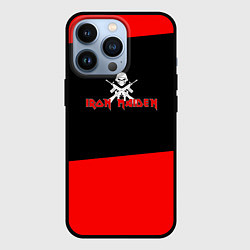 Чехол для iPhone 13 Pro Iron Maiden - красные полосы, цвет: 3D-черный
