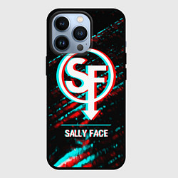 Чехол iPhone 13 Pro Sally Face в стиле glitch и баги графики на темном