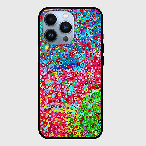 Чехол iPhone 13 Pro Цветная пуантель / 3D-Черный – фото 1