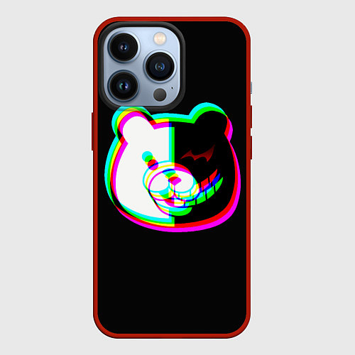 Чехол iPhone 13 Pro Danganronpa glitch monokuma / 3D-Красный – фото 1