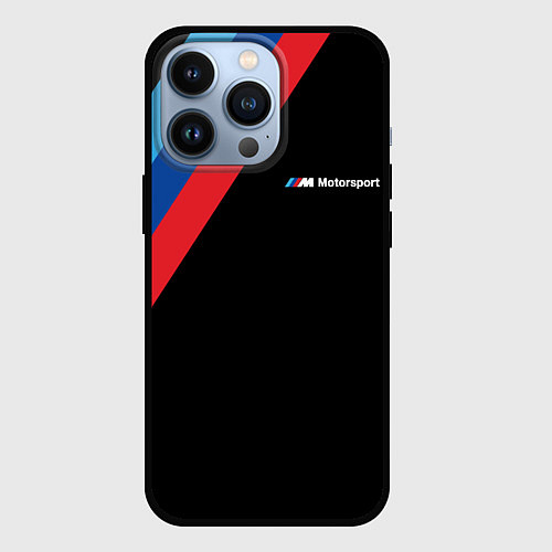Чехол iPhone 13 Pro BMW Motosport - Три линии / 3D-Черный – фото 1