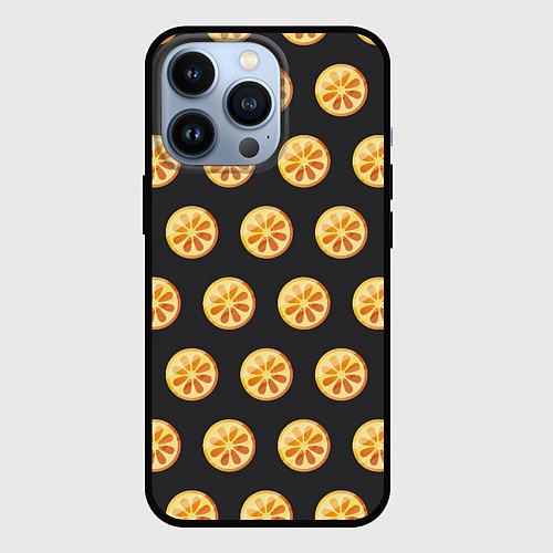 Чехол iPhone 13 Pro Апельсин Паттерн - Черная версия / 3D-Черный – фото 1