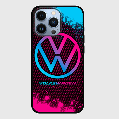 Чехол iPhone 13 Pro Volkswagen - neon gradient / 3D-Черный – фото 1