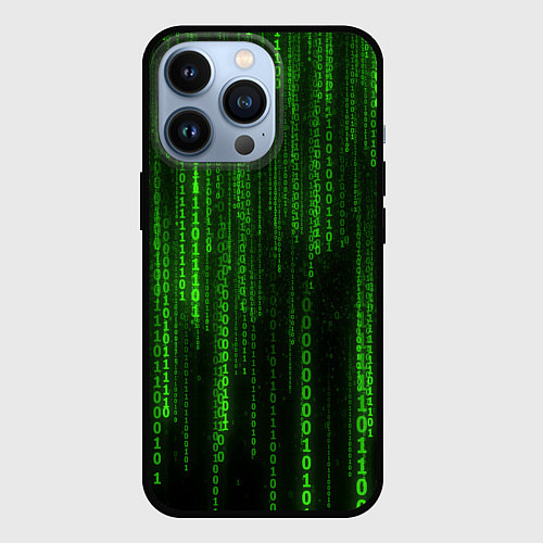 Чехол iPhone 13 Pro Двоичный код зеленый / 3D-Черный – фото 1