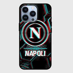 Чехол для iPhone 13 Pro Napoli FC в стиле glitch на темном фоне, цвет: 3D-черный