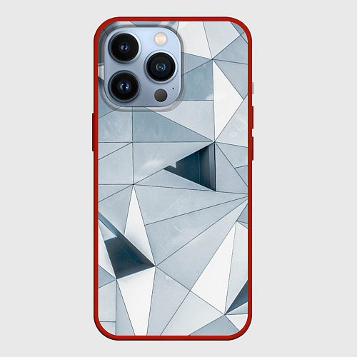 Чехол iPhone 13 Pro Множество треугольников - Абстрактная броня / 3D-Красный – фото 1