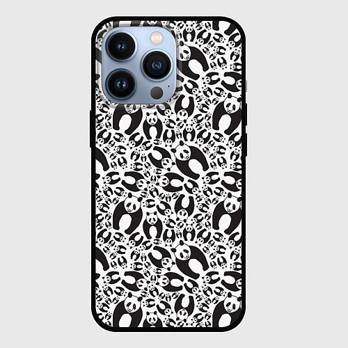 Чехол iPhone 13 Pro Медвежонок панда / 3D-Черный – фото 1