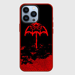 Чехол для iPhone 13 Pro Bring Me the Horizon красный фонтик, цвет: 3D-красный