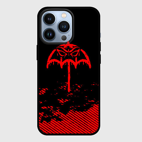 Чехол iPhone 13 Pro Bring Me the Horizon красный фонтик / 3D-Черный – фото 1