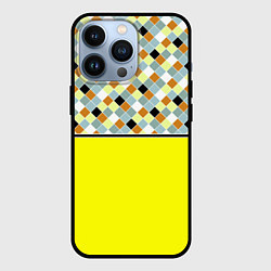 Чехол для iPhone 13 Pro Желтый неоновый комбинированный узор, цвет: 3D-черный