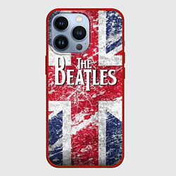 Чехол iPhone 13 Pro The Beatles - лого на фоне флага Великобритании