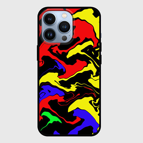 Чехол iPhone 13 Pro Яркие абстрактные краски / 3D-Черный – фото 1