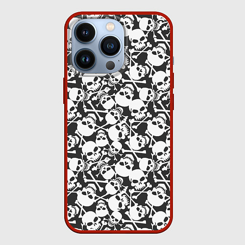 Чехол iPhone 13 Pro Череп с ноздрями / 3D-Красный – фото 1