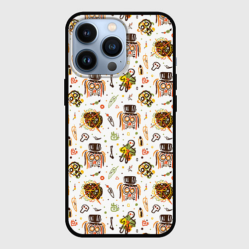 Чехол iPhone 13 Pro Череп с волосами / 3D-Черный – фото 1