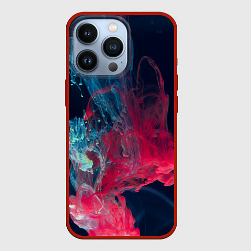 Чехол iPhone 13 Pro Полёт красок во тьме / 3D-Красный – фото 1