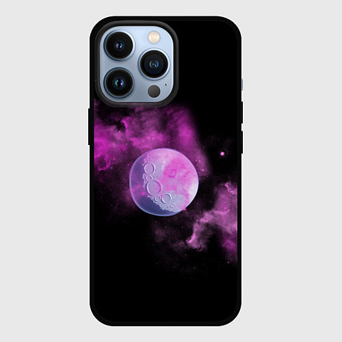 Чехол iPhone 13 Pro Космическая Луна в дыму / 3D-Черный – фото 1