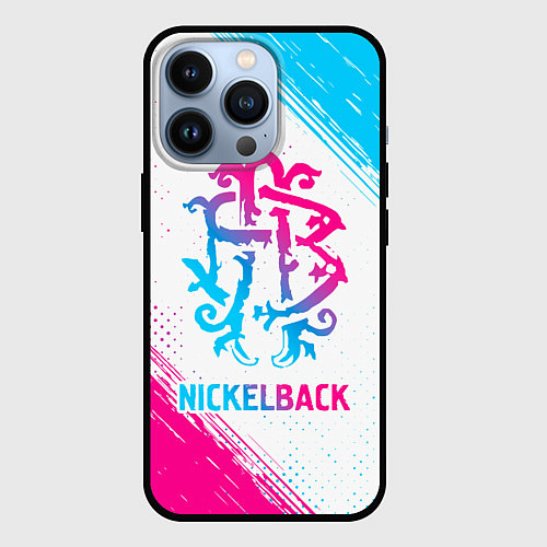 Чехол iPhone 13 Pro Nickelback neon gradient style / 3D-Черный – фото 1