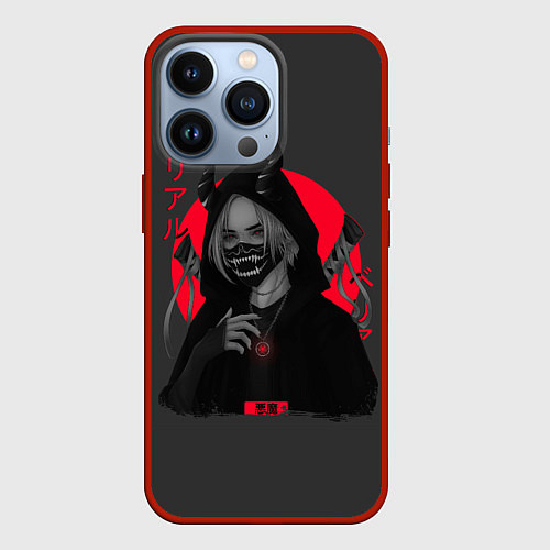 Чехол iPhone 13 Pro Devil girl аниме / 3D-Красный – фото 1