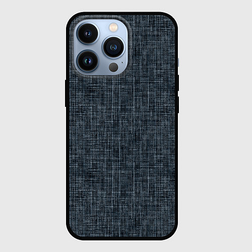 Чехол iPhone 13 Pro Черно-синий текстурированный в елочку, под джинсу / 3D-Черный – фото 1
