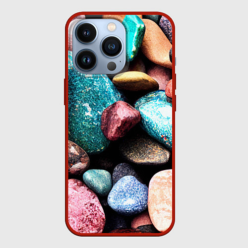 Чехол iPhone 13 Pro Камни разноцветные / 3D-Красный – фото 1