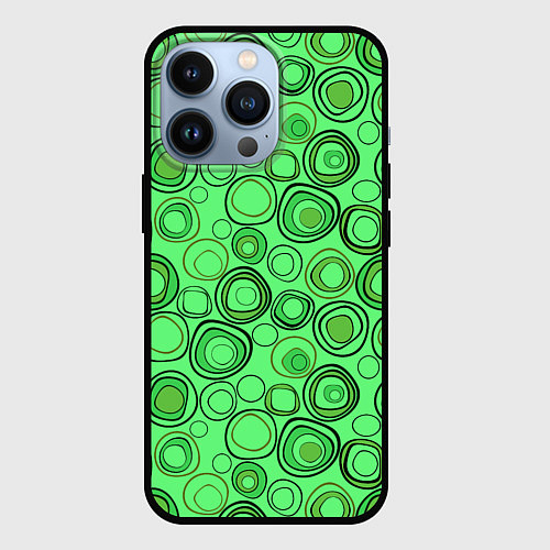 Чехол iPhone 13 Pro Ярко-зеленый неоновый абстрактный узор / 3D-Черный – фото 1