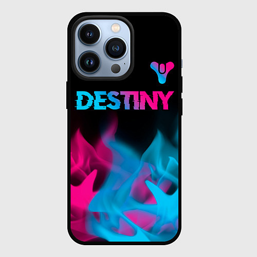Чехол iPhone 13 Pro Destiny - neon gradient: символ сверху / 3D-Черный – фото 1