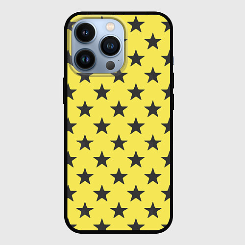 Чехол iPhone 13 Pro Звездный фон желтый / 3D-Черный – фото 1