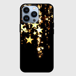 Чехол iPhone 13 Pro Золотые праздничные звезды