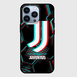 Чехол для iPhone 13 Pro Juventus FC в стиле glitch на темном фоне, цвет: 3D-черный